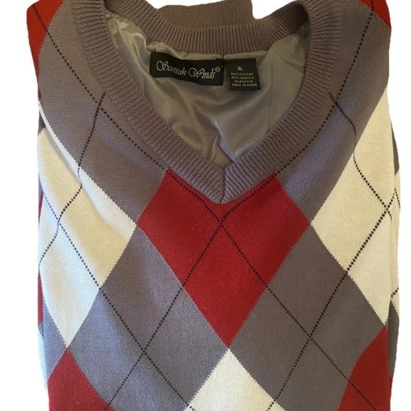 Scottish Winds Men’s Argyle Pullover Golf Sweater Windbreaker Lined - Picture 4 of 5